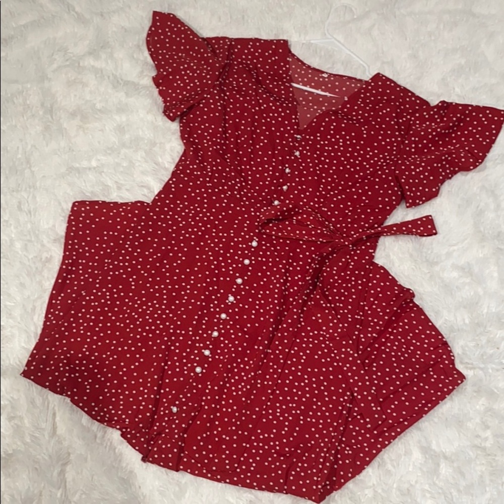 Red Polka dot midi dress